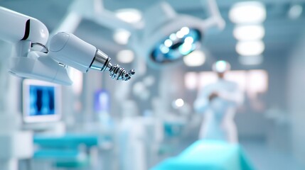 Fototapeta premium Robotic Surgery Precision Instrument in Hospital OR