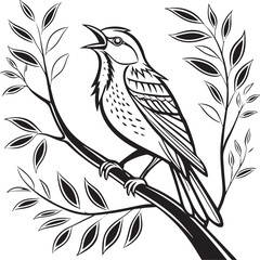 Naklejka premium bare throated bellbird bird silhouette vector illustration