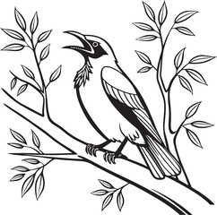 Naklejka premium bare throated bellbird bird silhouette vector illustration