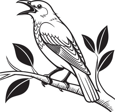 bare throated bellbird bird silhouette vector illustration