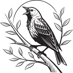Naklejka premium bare throated bellbird bird silhouette vector illustration