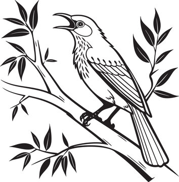 bare throated bellbird bird silhouette vector illustration