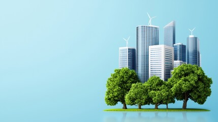 Fototapeta premium Futuristic City with Zero CO2 Emission Technology and Green Energy Solutions