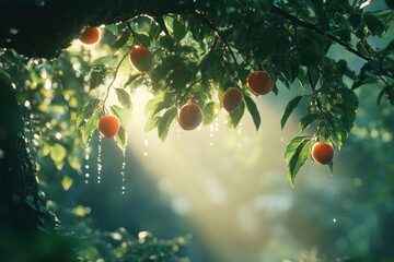 An orange tree heavy with ripe oranges ready for harvest.