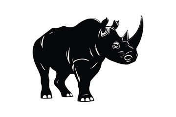 Powerful Rhino Silhouette Vector Illustration for Logos and Prints