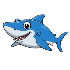 Naklejka premium Happy Cartoon Shark Illustration for Kids