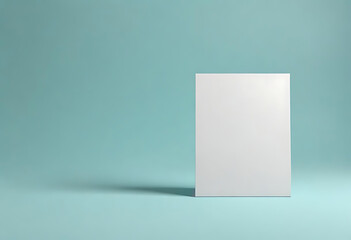Blank White Card on a Light Blue Background for Mockup Design