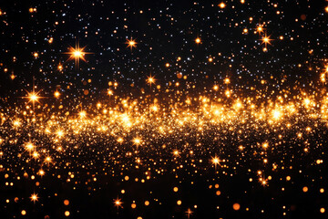 Fototapeta premium Gold glitter background adorned with stars, adding a touch of elegance and glamour to the scene.