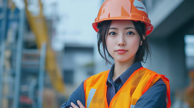 ヘルメットを付けた女性