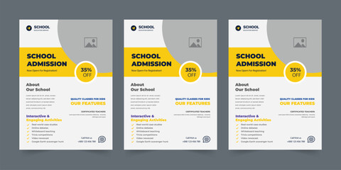 Kids back to school education admission flyer poster template bundle, Kids Childrens back to school education admission flyer poster layout, book cover, leaflet, poster, brochure, template