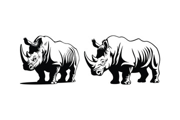 Powerful Rhino Silhouette Vector Illustration for Logos and Prints