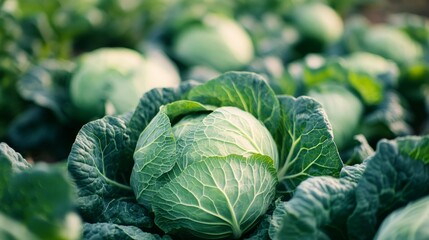 Obraz premium Growing cabbage harvest and producing vegetables cultivation. Concept of small eco green business organic farming gardening and healthy food 