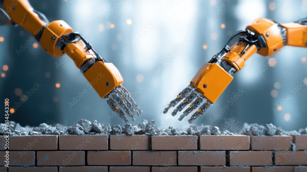Poster automated bricklaying robots efficiently building walls
