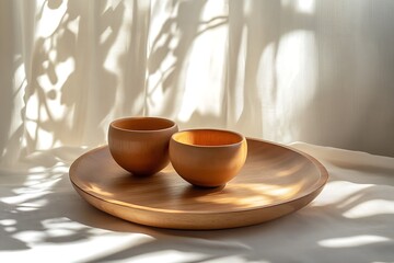 Wooden Bowls on a Tray - Natural Light