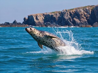 Fototapeta premium Seal jumping out of water