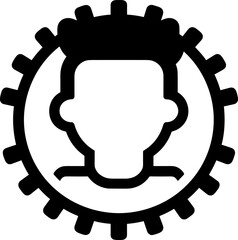 Obraz premium Man in a Gear Icon: A Symbol of Technology, Innovation, and Human Ingenuity. Representing Engineering, Industry, and Automated Systems with Precision and Efficiency.