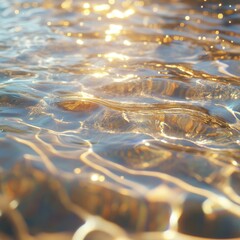 Golden Sunlit Ripples Create Tranquil Water Scenery.
