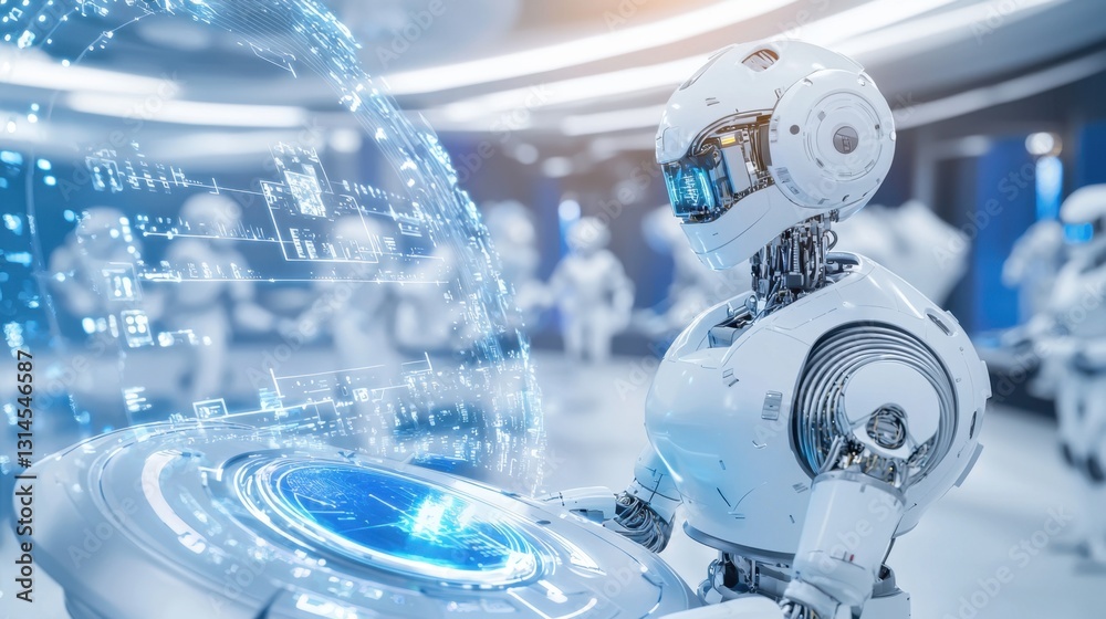 Poster autonomous construction robots assembling a high-tech building