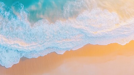 Fototapeta premium Ocean Foam And Turquoise Waters Meet The Sandy Shores