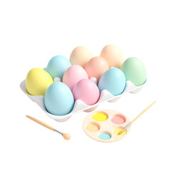 easter egg, egg painting set, isolated on transparent background.