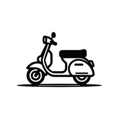 Stylish scooter icon in black line art, minimalistic design