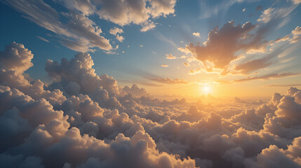 majestic sky with clouds and sun
