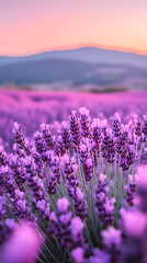 Obraz premium Lavender field in Provence at sunset with vibrant purple blooms and natural beauty