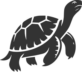 A tortoise with one front leg lifted as if taking a step vector silhouette animal design