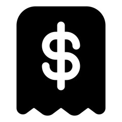 Bill Glyph Icon. Vector Illustration. Symbol of Invoice and Payment Receipt