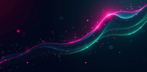 Obraz premium Abstract black wallpaper with vibrant neon pink and green highlights, background, dark, wallpaper