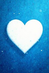 Obraz premium Abstract blue background with a large white heart in the center, emotion, romance, affection