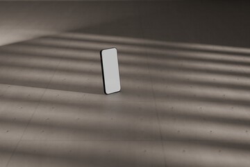 Mockup Smartphone on concrete floor. Can be used as marketing or design template