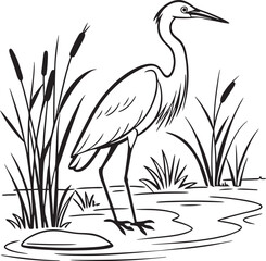 Fototapeta premium Blue Crane bird silhouette vector style