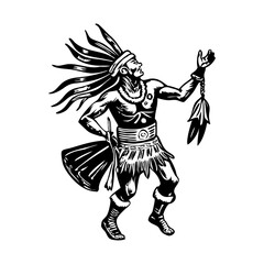 A character doing sun dance, vintage illustration