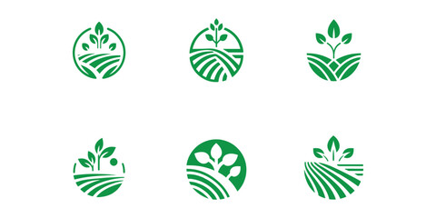 set of bundle modern and minimalist Agriculture and farming logo design.