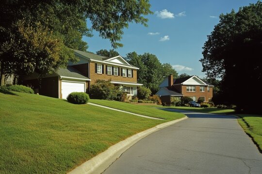 Split Level Home in Suburban Maryland with Driveway and Lawn, USA