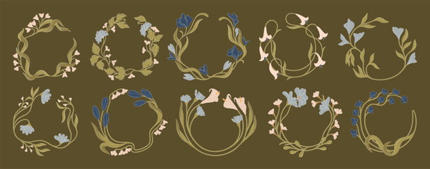 Hand-Drawn Floral Wreaths. Decorative element. Vector. © Аня Марюхно