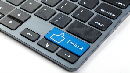 keyboard with blue positive feedback key