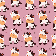 Naklejka premium seamless pattern cute cartoon cow. cute animal drawing for wallpaper, pattern, background