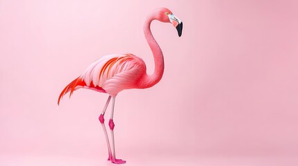 Fototapeta premium Pink Flamingo Pixel Art on Pink Background
