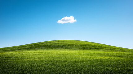 Obraz premium A cloud on green grass under blue sky