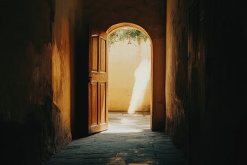 Fototapeta premium Bright doorway opens to new possibilities and opportunities in a minimalistic setting