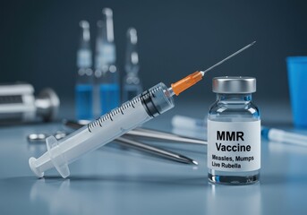 MMR vaccine and syringe