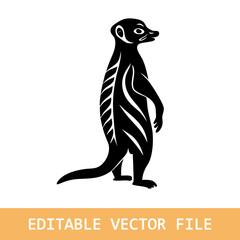 Black silhouette of a meerkat standing.