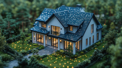 AI-driven home automation assistant concept featuring an intelligent virtual assistant optimizing home security, climate control, and smart appliance scheduling