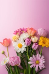 Obraz premium Beautiful background template made of Spring flowers.