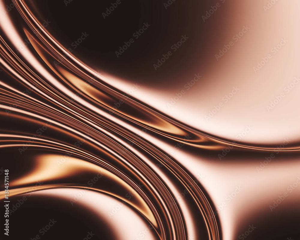Poster Abstract image of bronze-colored flowing lines creating a smooth, metallic texture, suggesting elegance, luxury, and sophistication suitable for premium branding or design