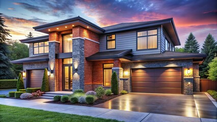 Fototapeta premium Luxurious Modern Brick Home Exterior Design