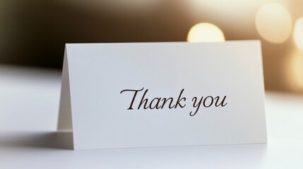 Grateful Note: A simple, elegant "Thank You" card, perfectly placed, communicates a message of appreciation and gratitude, embodying sincerity in every detail.