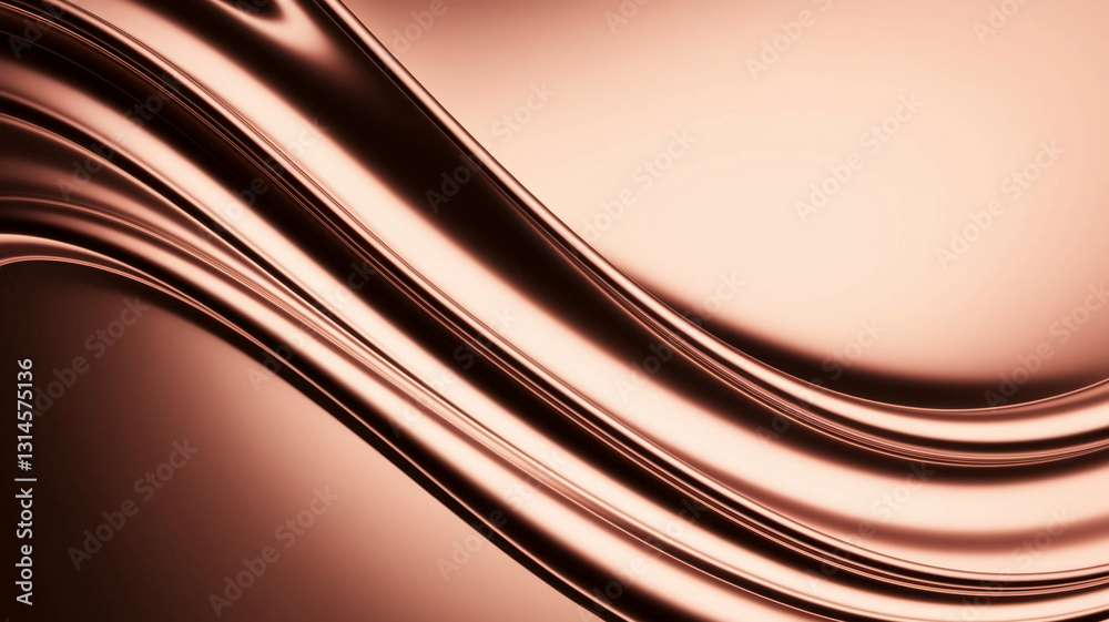 Poster Abstract image of rose gold flowing fabric, creating elegant, smooth curves.  Showcase potential, ideal for luxury branding or background use